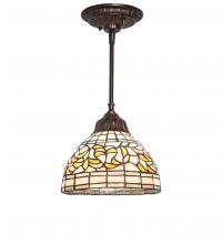 Meyda Blue 105221 - 8" Wide Tiffany Turning Leaf Mini Pendant