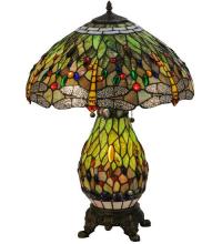 Meyda Blue 118845 - 25"H Tiffany Hanginghead Dragonfly Lighted Base Table Lamp