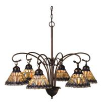 Meyda Blue 12271 - 31"W Tiffany Jeweled Peacock 6 LT Chandelier