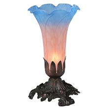  14321 - 7" High Pink/Blue Tiffany Pond Lily Victorian Mini Lamp