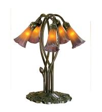 Meyda Blue 14962 - 17" High Amber/Purple Pond Lily 5 LT Table Lamp
