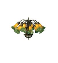 Meyda Blue 15997 - 20" Wide Amber/Green Pond Lily 12 LT Chandelier