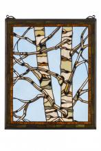  175993 - 24"W X 19"H Birch Tree in Winter Stained Glass Window