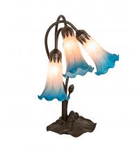  254157 - 16" High Pink/Blue Tiffany Pond Lily 3 Light Accent Lamp