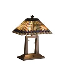  26300 - 20"H Tiffany Jeweled Peacock Oblong Desk Lamp