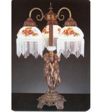  27085 - 24"H Rose Bouquet 3 Arm Fringed Accent Lamp