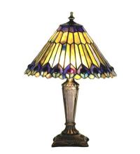  27564 - 17" High Tiffany Jeweled Peacock Accent Lamp