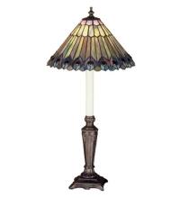  47840 - 23"H Tiffany Jeweled Peacock Buffet Lamp