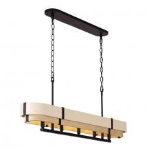 Varaluz 389N05MBHN - Blonde Moment 5-Lt Linear Pendant - Matte Black/Honey/Medium Oak