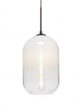 Besa Lighting 1JC-OMEGA12WH-EDIL-BR - Besa, Omega 12 Cord Pendant, White/Clear, Bronze Finish, 1x5W LED Filament