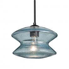 Besa Lighting 1JT-ZENBL-EDIL-BK - Besa, Zen Cord Pendant, Blue Bubble, Black Finish, 1x8W LED Filament