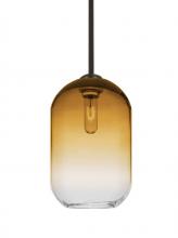 Besa Lighting 1TT-OMEGA12AM-BR - Besa, Omega 12 Stem Pendant, Amber/Clear, Bronze Finish, 1x60W Medium Base