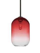 Besa Lighting 1TT-OMEGA12RD-BR - Besa, Omega 12 Stem Pendant, Red/Clear, Bronze Finish, 1x60W Medium Base