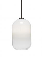 Besa Lighting 1TT-OMEGA12WH-BR - Besa, Omega 12 Stem Pendant, White/Clear, Bronze Finish, 1x60W Medium Base