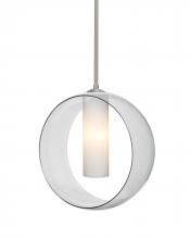 Besa Lighting 1TT-PLATOCL-SN - Besa, Plato Stem Pendant, Clear/Opal, Satin Nickel Finish, 1x60W Medium Base