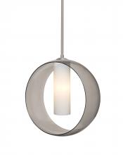 Besa Lighting 1TT-PLATOSM-SN - Besa, Plato Stem Pendant, Smoke/Opal, Satin Nickel Finish, 1x60W Medium Base