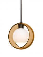 Besa Lighting 1TT-MANAAM-LED-BR - Besa Mana Pendant, Amber/Opal, Bronze Finish, 1x9W LED