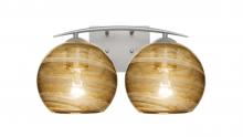 Besa Lighting 2WC-JILLYAM-SN - Besa, Jilly Vanity, Vapor Amber, Satin Nickel Finish, 2x60W Medium Base