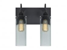 Besa Lighting 2WG-JUNI10BL-EDIL-BK - Besa Juni 10 Vanity, Blue Bubble, Black Finish, 2x7W LED Filament