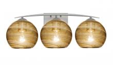 Besa Lighting 3WC-JILLYAM-SN - Besa, Jilly Vanity, Vapor Amber, Satin Nickel Finish, 3x60W Medium Base