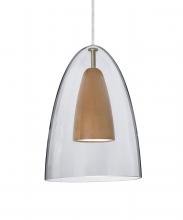 Besa Lighting J-DANOCLMD-LED-SN - Besa, Dano Cord Pendant For Multiport Canopy, Clear/Medium, Satin Nickel Finish, 1x9W LED