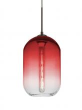 Besa Lighting J-OMEGA12RD-EDIL-BR - Besa, Omega 12 Cord Pendant For Multiport Canopies, Red/Clear, Bronze Finish, 1x5W LED Filament