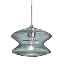 Besa Lighting J-ZENBL-SN - Besa, Zen Cord Pendant For Multiport Canopy, Blue Bubble, Satin Nickel Finish, 1x60W Medium Base