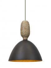 Besa Lighting X-CREED-LED-BR - Besa Creed Cord Pendant For Multiport Canopy, Dark Bronze With Gold Reflector, Bronze Finish