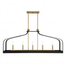 Savoy House 1-7804-5-143 - Sheffield 5-Light Linear Chandelier in Matte Black with Warm Brass Accents