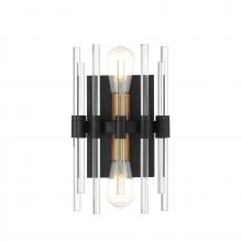  9-1935-2-143 - Santiago 2-Light Wall Sconce in Matte Black with Warm Brass Accents