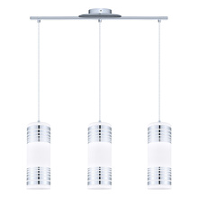 Eglo 200228A - 3 LT Linear Pendant w/ Chrome Finish & White w/ Chrome Acccents Glass Shades