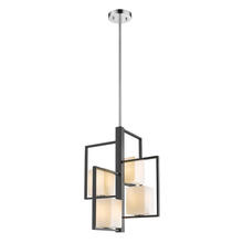 Eglo 202818A - 4 LT Tiered Pendant w/ a Black & Chrome Finish & Opal Glass Shades