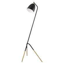 Eglo 204261A - 1 LT Floor Lamp w/ Black & Gold Finish & Black & White Metal Shade