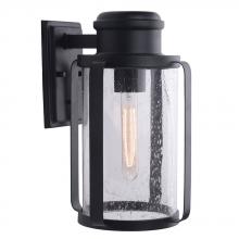 204559A - 1x60W Outdoor Wall Light w/ Black Finish and Clear Seedy Glass