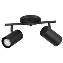  205135A - 2 LT Fixed Track Light Structured Black Finish Metal Cylinder Shades 2x10W