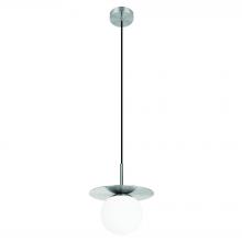  205645A - 1 Lt Mini Pendant With Matte Nickel Finish and White Glass Shade 1-60W E26 Bulb