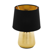 Eglo 99331A - Manalba 1 - Table Lamp, Gold Finish, Black Exterior w/ Gold Interior Fabric Shade, 1-