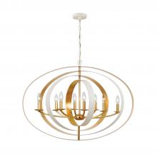 Crystorama 588-MT-GA - Luna 8 Light Matte White + Antique Gold Oval Chandelier