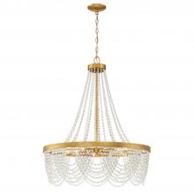  FIO-A9104-GA-WH - Fiona 4 Light Antique Gold Chandelier with White Beads