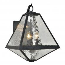  GLA-9702-WT-BC - Brian Patrick Flynn for Crystorama Glacier 3 Light Black Charcoal Outdoor Sconce