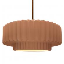 Justice Design Group CER-6555-ADOB-BRSS-RIGID-LED1-700 - Large Tier Pleated 1-Light Pendant