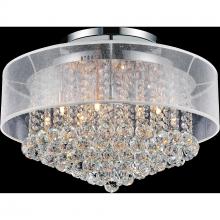  5062C24C (Clear + W) - Radiant 12 Light Drum Shade Flush Mount With Chrome Finish