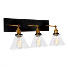  9735W24-3-101 - Eustis 3 Light Wall Sconce With Black & Gold Brass Finish