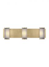  KWWS10127CNB - The Esfera Large Damp Rated 3-Light Integrated Dimmable LED Wall Sconce in Natural Brass