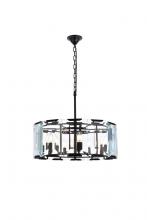 Elegant 1211D26FB - Monaco 6 light Flat Black (Matte) Chandelier Clear Glass Crystal
