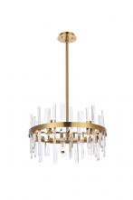  2200D20SG - Serena 20 Inch Crystal Round Pendant in Satin Gold