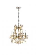 Elegant 2800D20GT-GT/RC - Maria Theresa 6 light Golden Teak Pendant Golden Teak (Smoky) Royal Cut Crystal