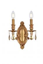 Elegant 9202W9FG-GT/RC - Rosalia 2 light French Gold Wall Sconce Golden Teak (Smoky) Royal Cut Crystal