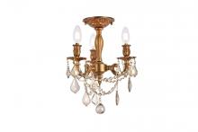 Elegant 9203F13FG-GT/RC - Rosalia 3 light French Gold Flush Mount Golden Teak (Smoky) Royal Cut Crystal
