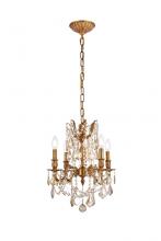 Elegant 9204D17FG-GT/RC - Rosalia 4 light French Gold Pendant Golden Teak (Smoky) Royal Cut Crystal